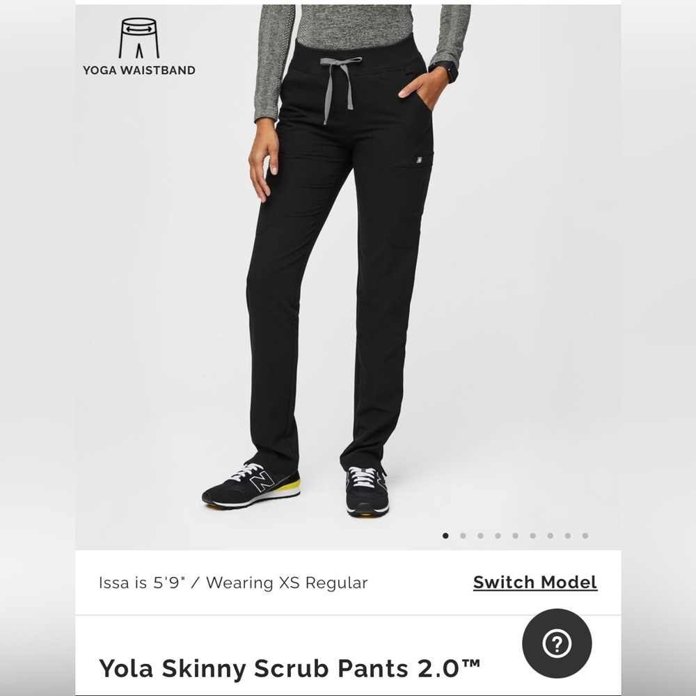 NWT FIGS yola scrub pants with yoga waistband, black, petite, size Large